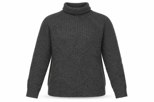 Jacqueline de Yong Women Grey S Cable Knit Roll Neck Jumper