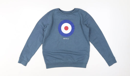 Ben Sherman Boys Blue 10-11 Years Pullover Sweatshirt Logo Graphic