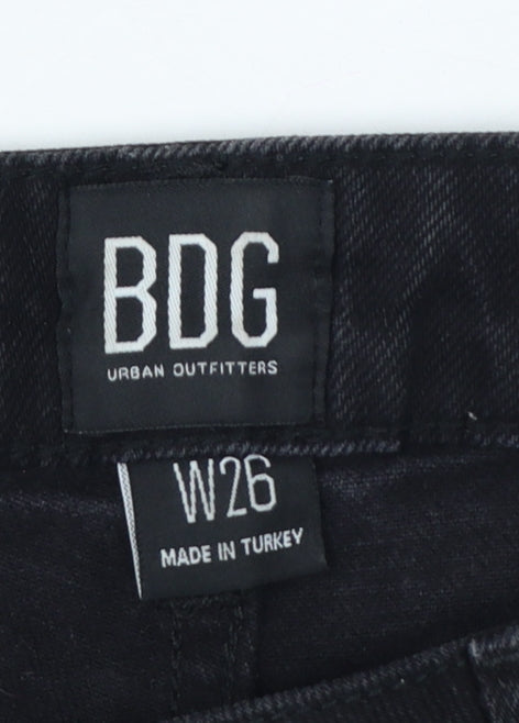Brand and care label for BDG Urban Outfitters Women Black UK 8 W26 High Rise Cuffed Denim Shorts