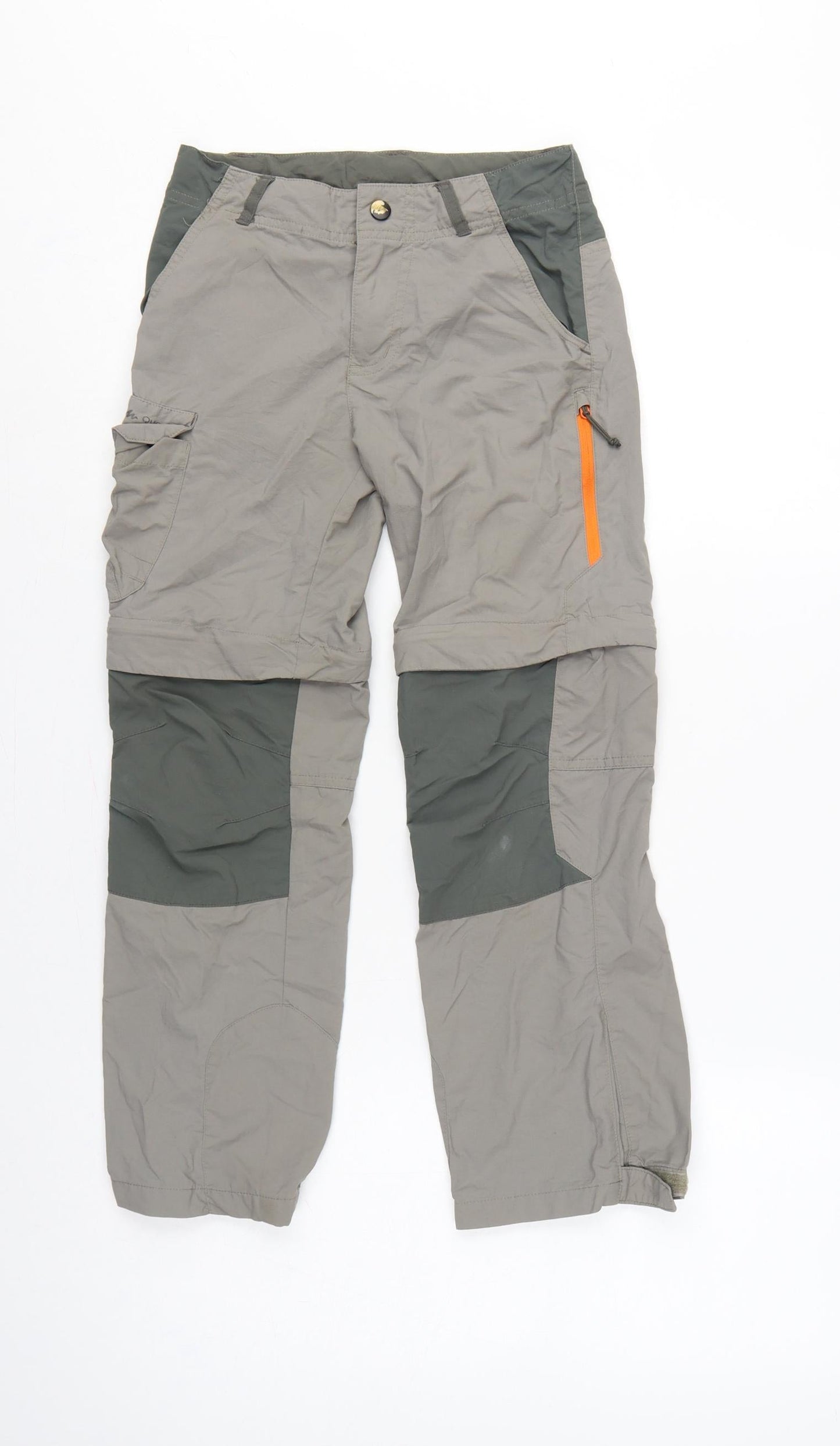 Decathlon Boys Grey Green 10 Years Convertible Cargo Hiking Trousers