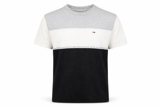 Tommy Jeans Men’s L Grey White Black Colourblock Logo T-Shirt
