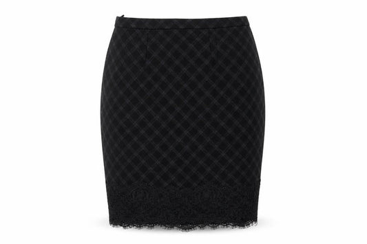 Marks & Spencer Women Black Check Lace Pencil Skirt UK 12