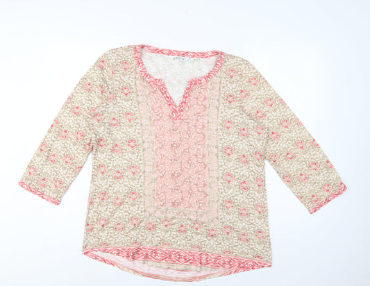 Orvis Women’s Multicoloured Floral Tunic Blouse L 3/4 Sleeve
