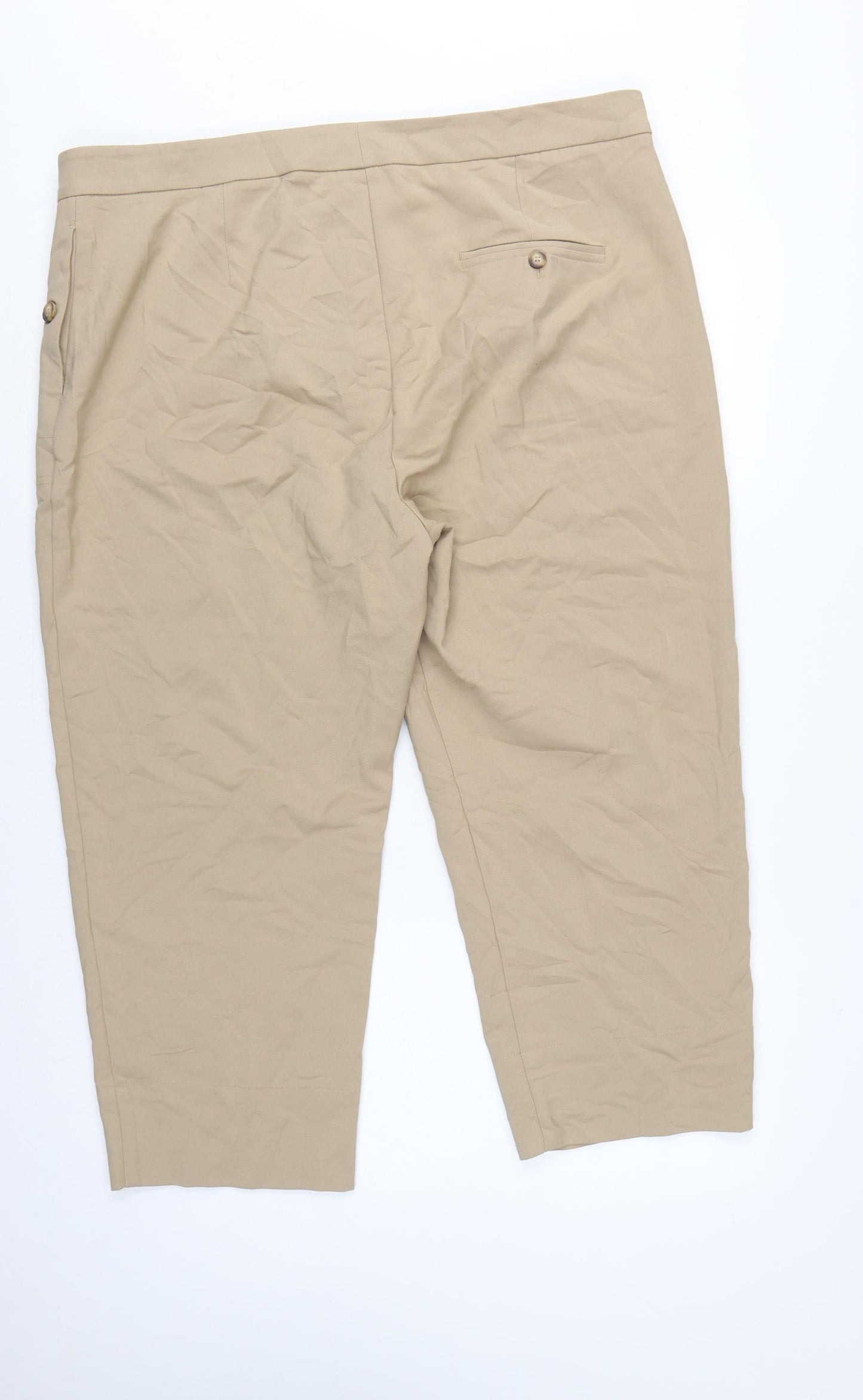 Marks & Spencer Women Beige Size 20 High Rise Straight 7/8 Cropped Trousers