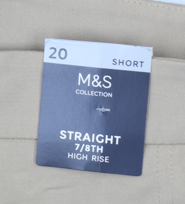 Marks & Spencer Women Beige Size 20 High Rise Straight 7/8 Cropped Trousers