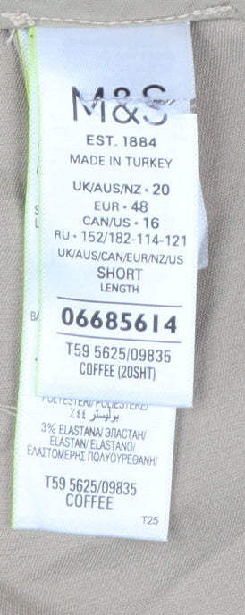 Marks & Spencer Women Beige Size 20 High Rise Straight 7/8 Cropped Trousers
