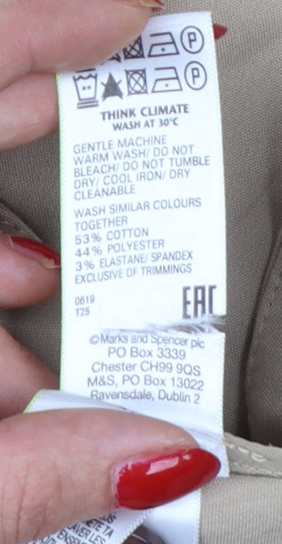 Marks & Spencer Women Beige Size 20 High Rise Straight 7/8 Cropped Trousers
