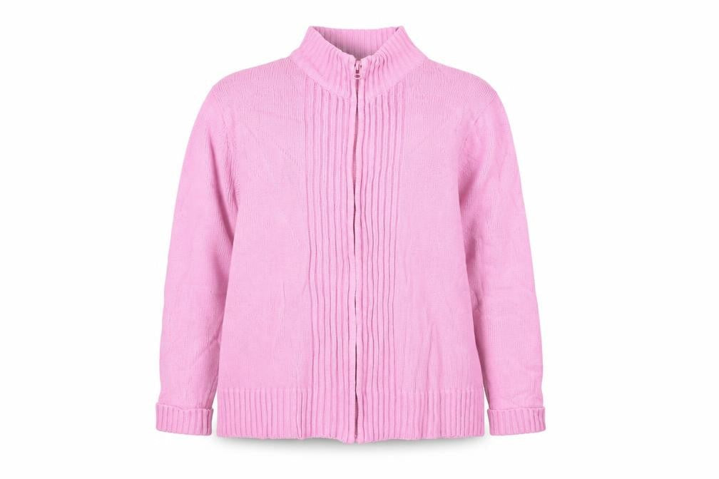 EWM Women Pink Size 18 Full Zip High Neck Cotton Knit Jumper