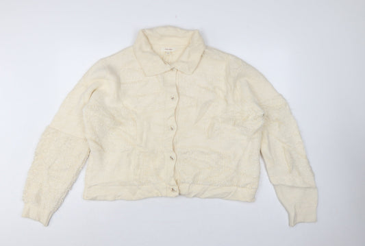 Per Una Women Ivory L Collared Button Chunky Knit Cardigan