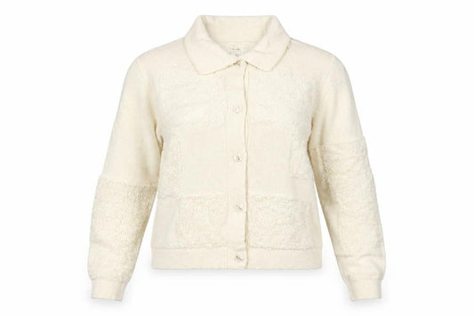 Per Una Women Ivory L Collared Button Chunky Knit Cardigan