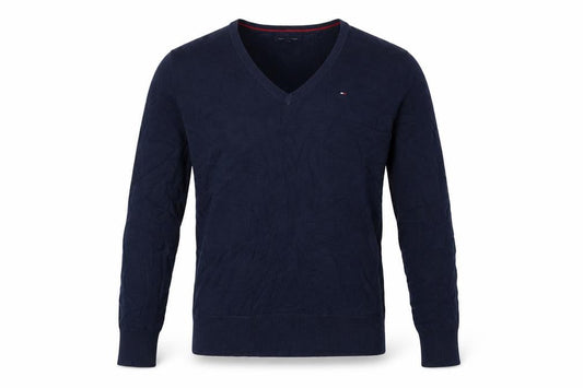 Tommy Hilfiger Men’s Blue M V-Neck Cotton Knit Pullover Jumper