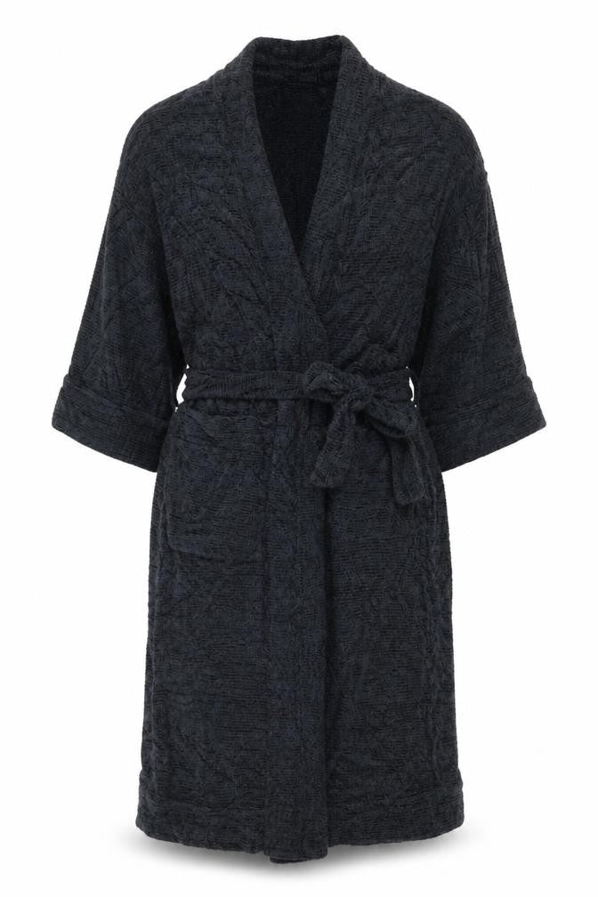 Marks & Spencer Women Black S Knit Belted Long Sleeve Robe