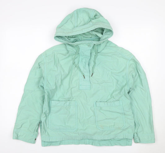 GAP Women's Green XS Petite Hooded Cotton Anorak Jacket Pockets