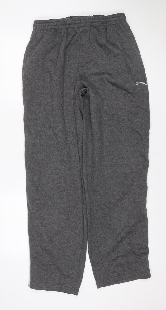Slazenger Men's Grey L Fleece Sweatpants Elastic Waist Track Trousers