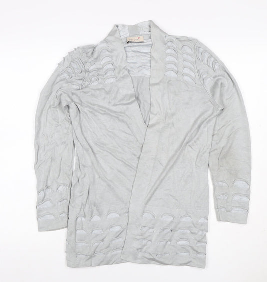 Per Una Women Grey UK 12 Open Knit Long Sleeve Cardigan
