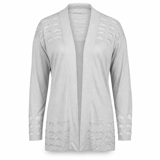 Per Una Women Grey UK 12 Open Knit Long Sleeve Cardigan
