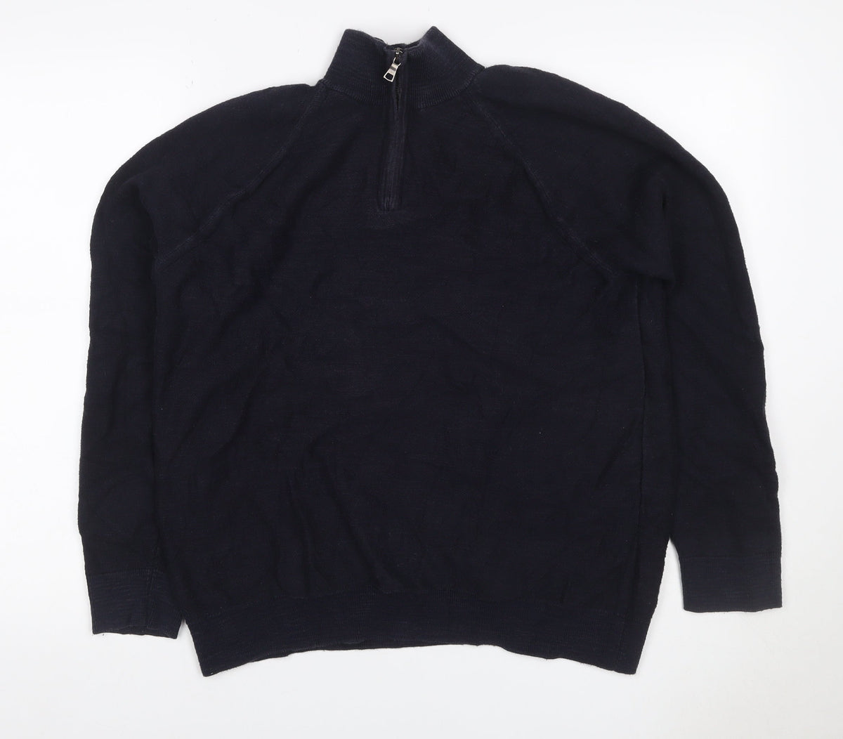 Marks & Spencer Men's Black L 1/4 Zip Cotton Knit Sweatshirt