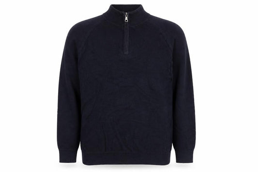 Marks & Spencer Men's Black L 1/4 Zip Cotton Knit Sweatshirt