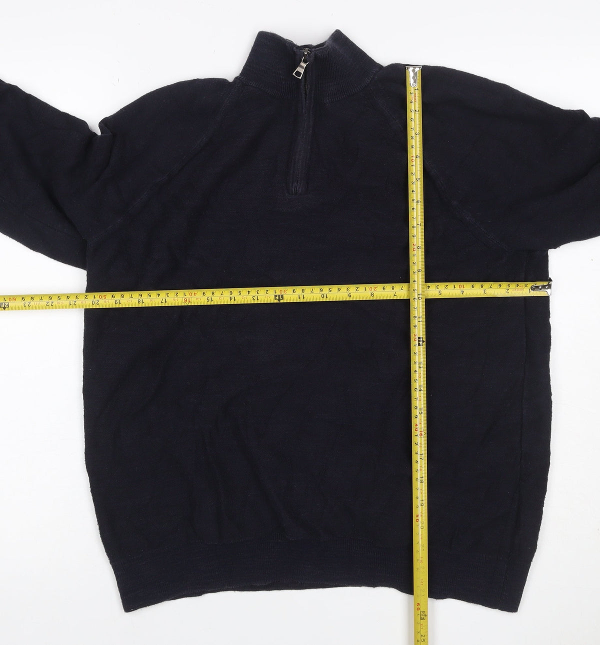 Marks & Spencer Men's Black L 1/4 Zip Cotton Knit Sweatshirt