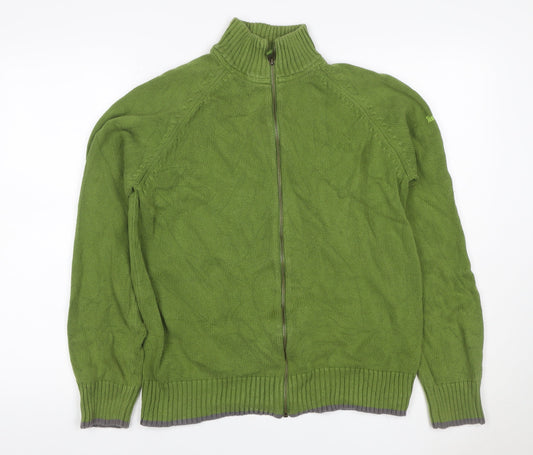 Timberland Men’s Green M Full Zip High Neck Cotton Knit Jumper