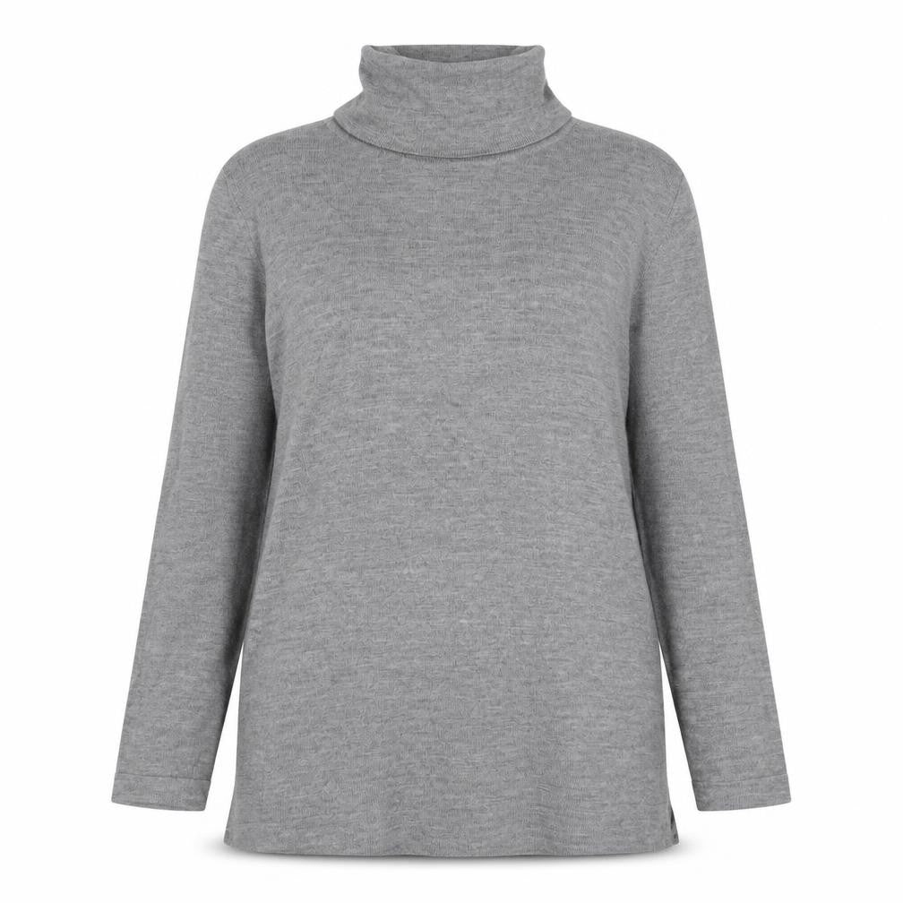 JOIBIS Women’s Grey Merino Wool Roll Neck Tunic Jumper Size 40