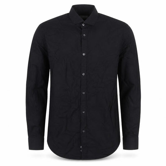 Zara Men Black M Slim Fit Cotton Long Sleeve Button-Up Shirt