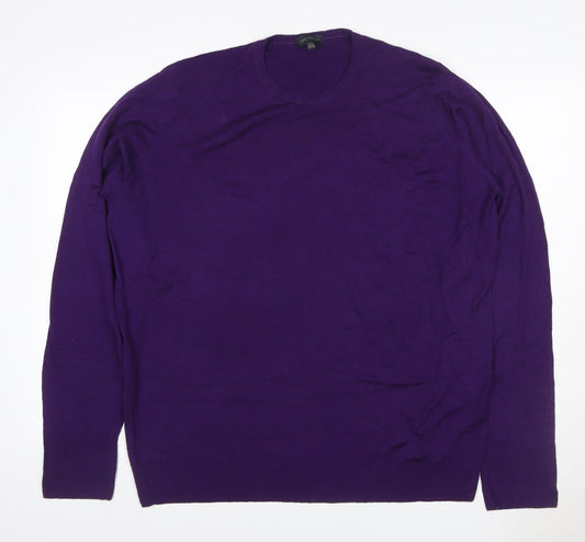 John Smedley Men’s Purple XL Merino Wool Crew Neck Pullover Jumper