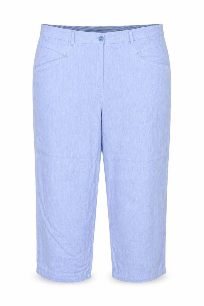 White Stuff Women Blue Linen Cropped Wide Leg Trousers UK 20