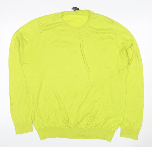 John Smedley Men’s Yellow 2XL Sea Island Cotton Crew Neck Pullover Jumper
