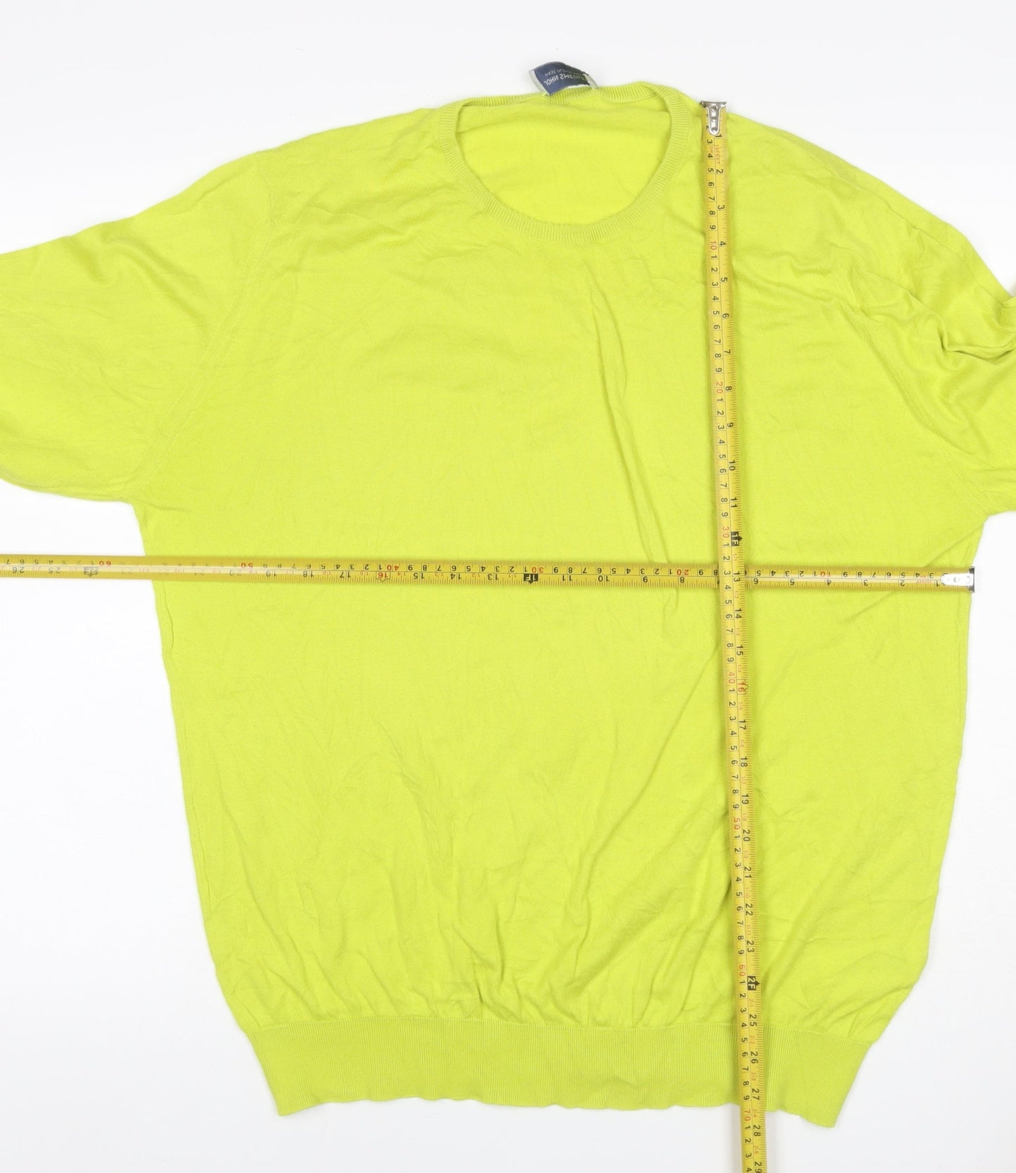 John Smedley Men’s Yellow 2XL Sea Island Cotton Crew Neck Pullover Jumper