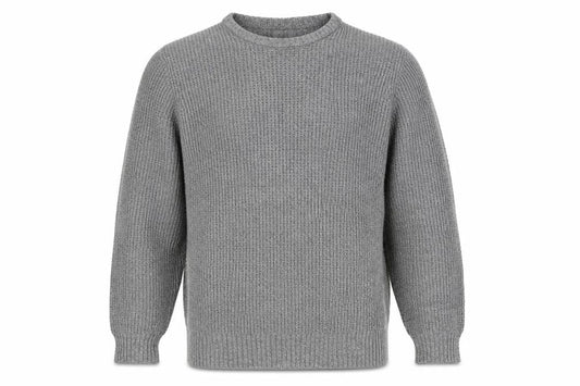 Marks & Spencer Men's Grey L Pure Cotton Rib Knit Crew Neck Jumper