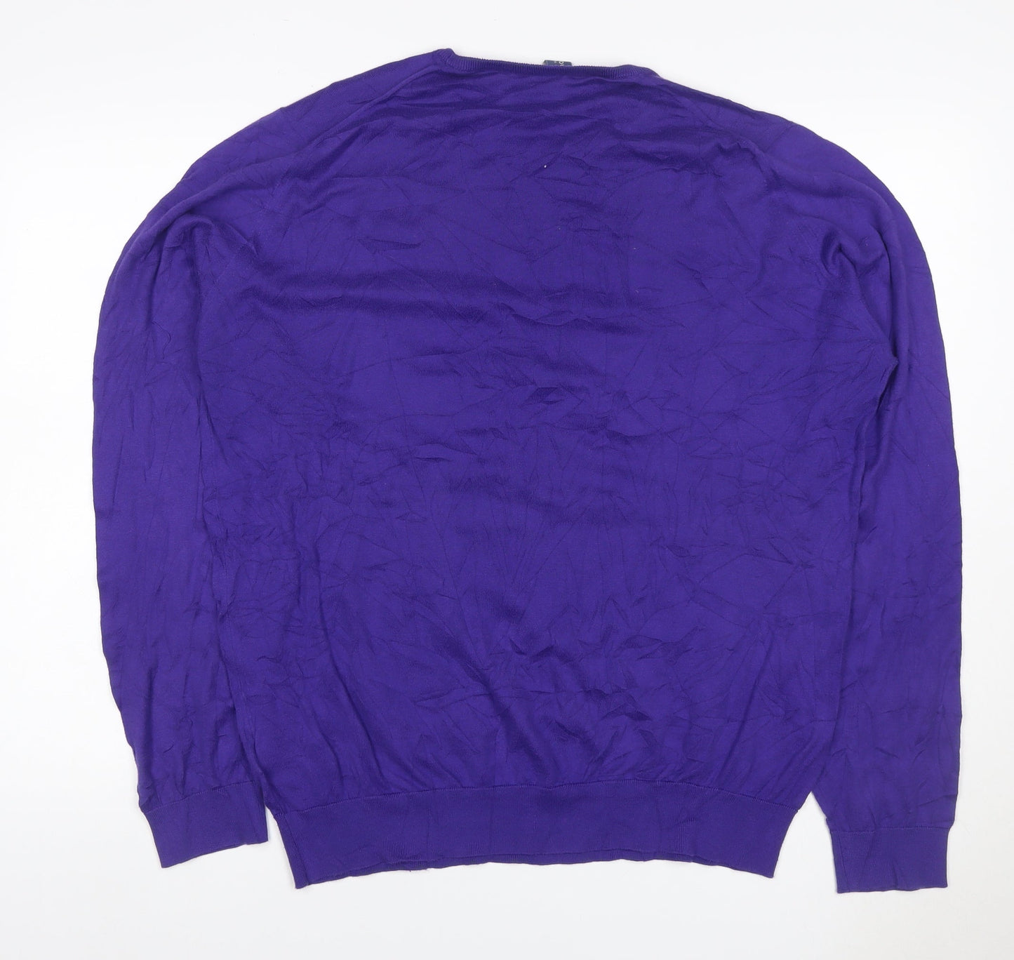 John Smedley Men Purple XXL Sea Island Cotton Crew Neck Pullover Jumper
