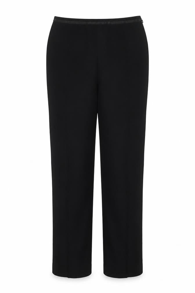 Marks & Spencer Women Black UK 12 Long Wide-Leg Stretch Trousers