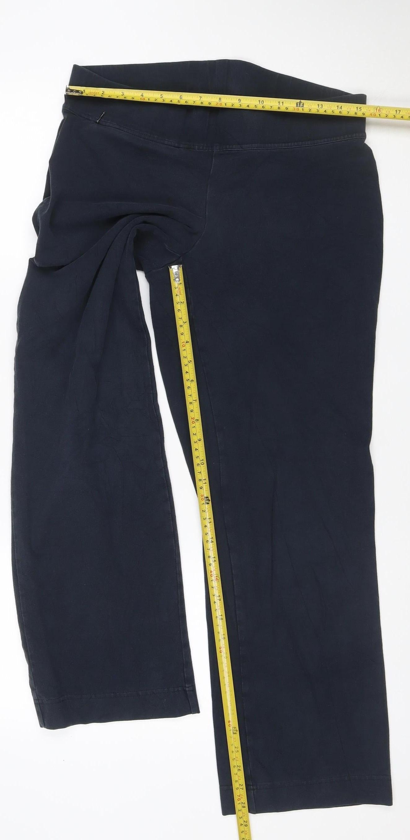 Land's End Women Black 10-12 Petite Bootcut Stretch Leggings