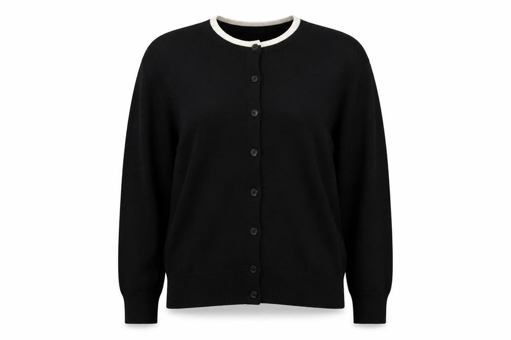 Marks & Spencer Women Black L Button Crew Neck Knit Cardigan
