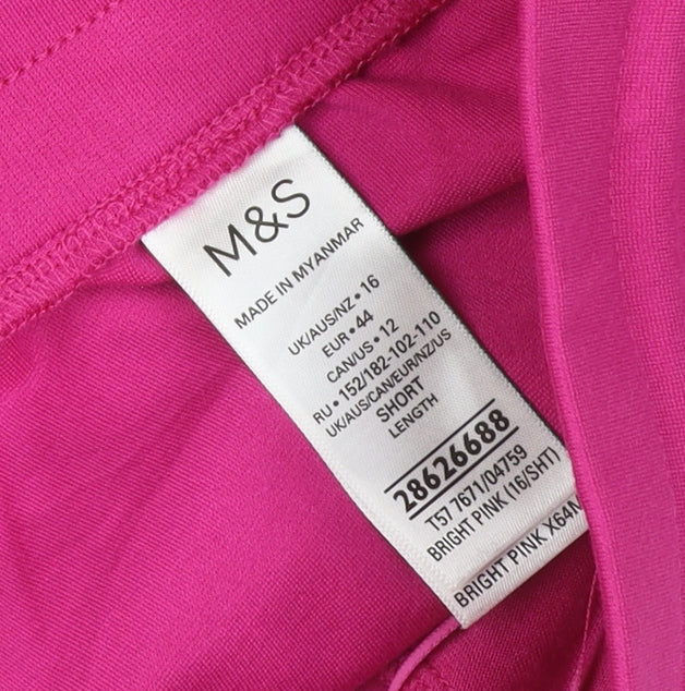 M&S Women’s Pink UK 16 Short Jogger Trousers Side Stripe Stretch