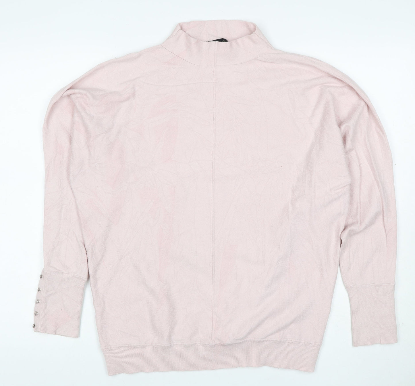 Phase Eight Women Pink M High Neck Button Cuff Viscose Blend Jumper