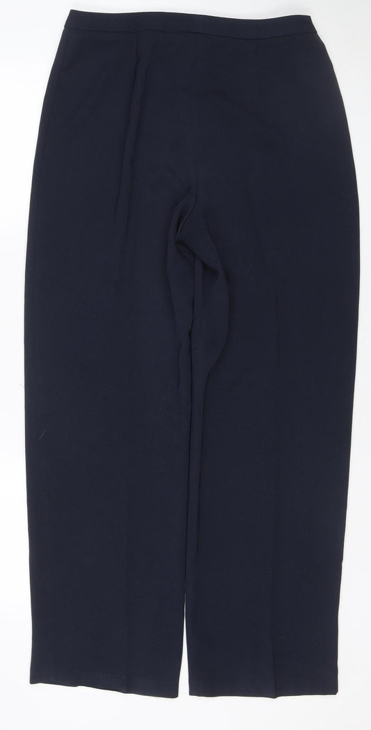 Marks & Spencer Women Navy UK 14 Straight Leg Tailored Trousers