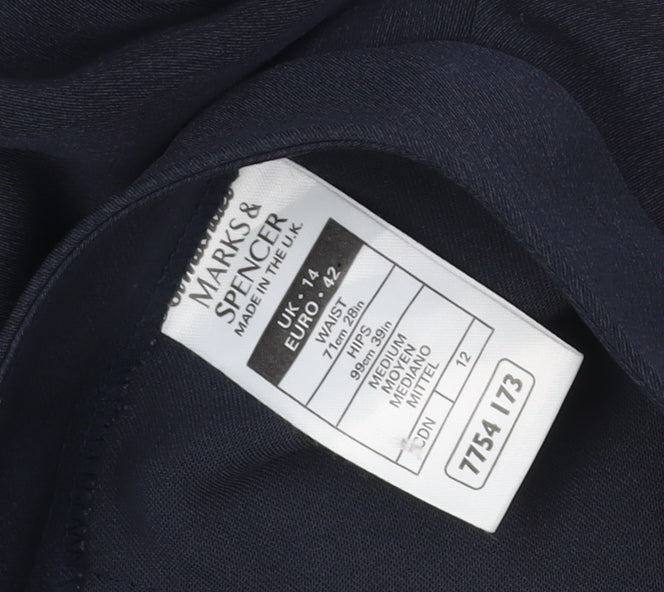 Marks & Spencer Women Navy UK 14 Straight Leg Tailored Trousers