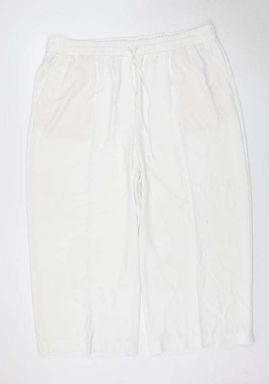 M&S Women’s White UK 22 Wide Leg Drawstring Trousers