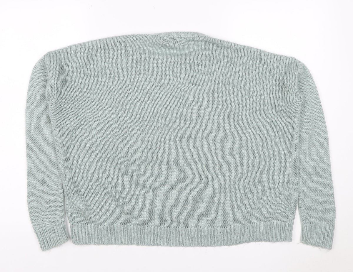 New Look Women Green Size S Chunky Knit Crew Neck Raglan Jumper