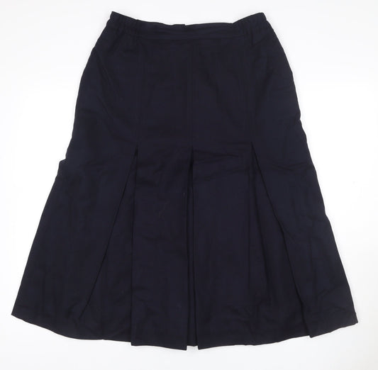 Ballucci Women Black UK 18 Wool Pleated Flare Knee Length Skirt