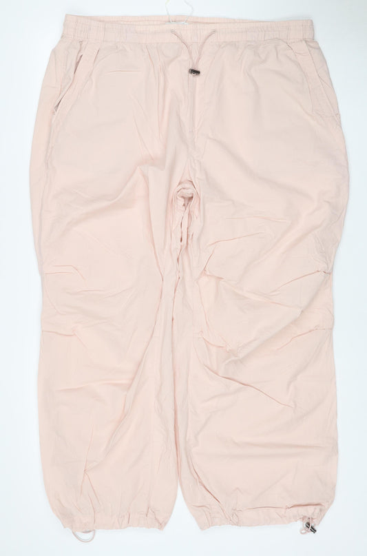 Marks & Spencer Women Pink UK 20 Short Cotton Drawstring Jogger Trousers
