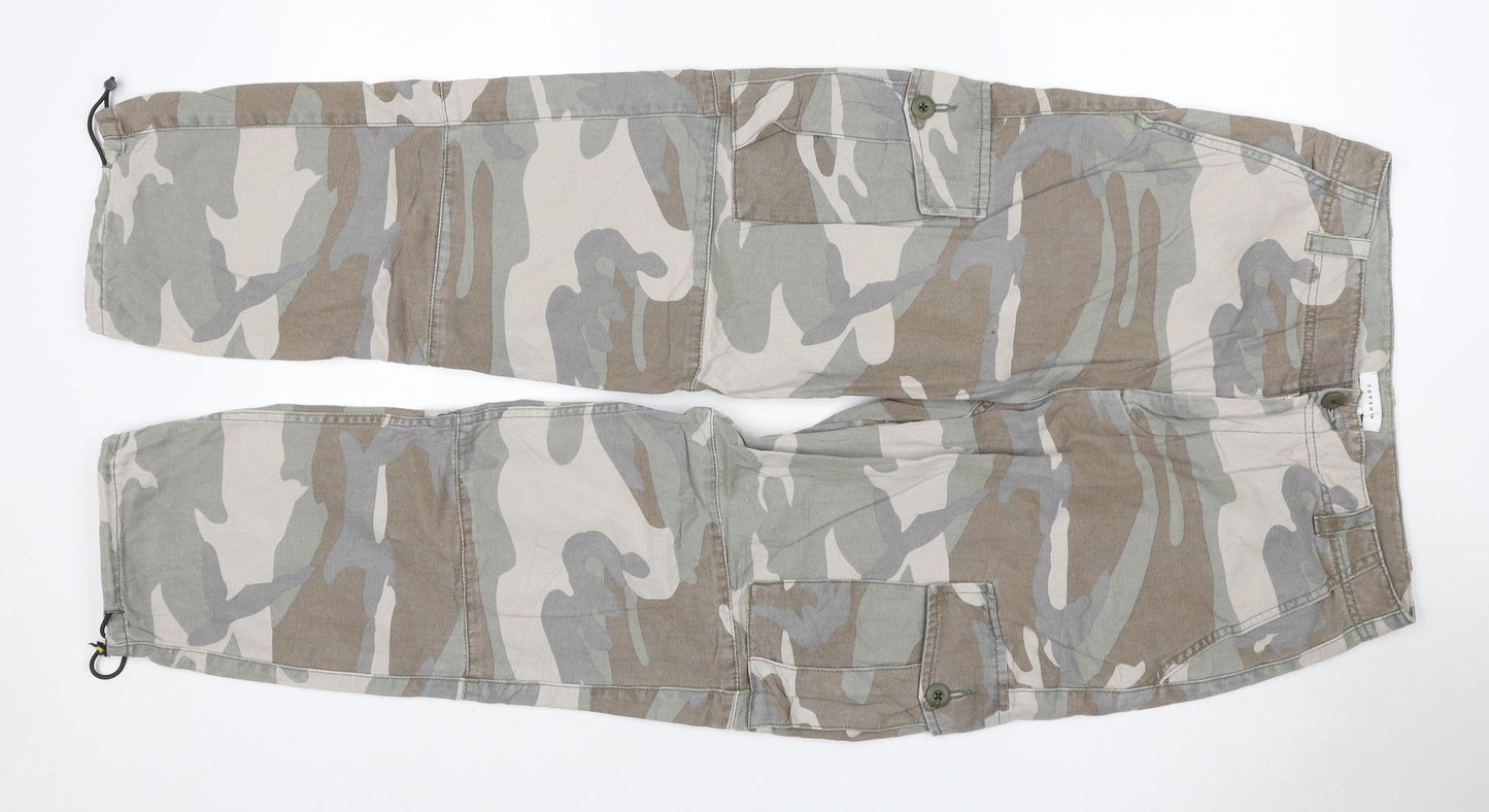 Topshop Women’s Multicoloured UK 12 Camo Cargo Trousers Cotton