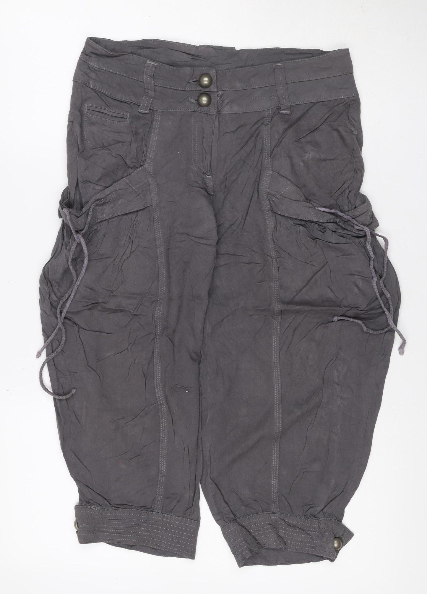 Dorothy Perkins Women’s Grey Size 10 Viscose Cargo Trousers Cuffed