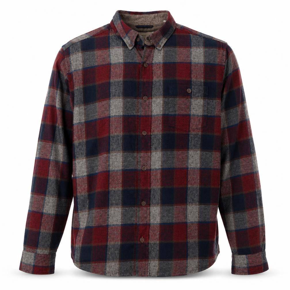 Weatherproof Vintage Men’s XL Red Blue Grey Plaid Flannel Button-Up Shirt