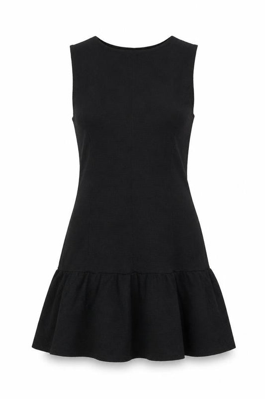 New Look Women’s Black UK 8 Ribbed Knit Skater Fit & Flare Mini Dress