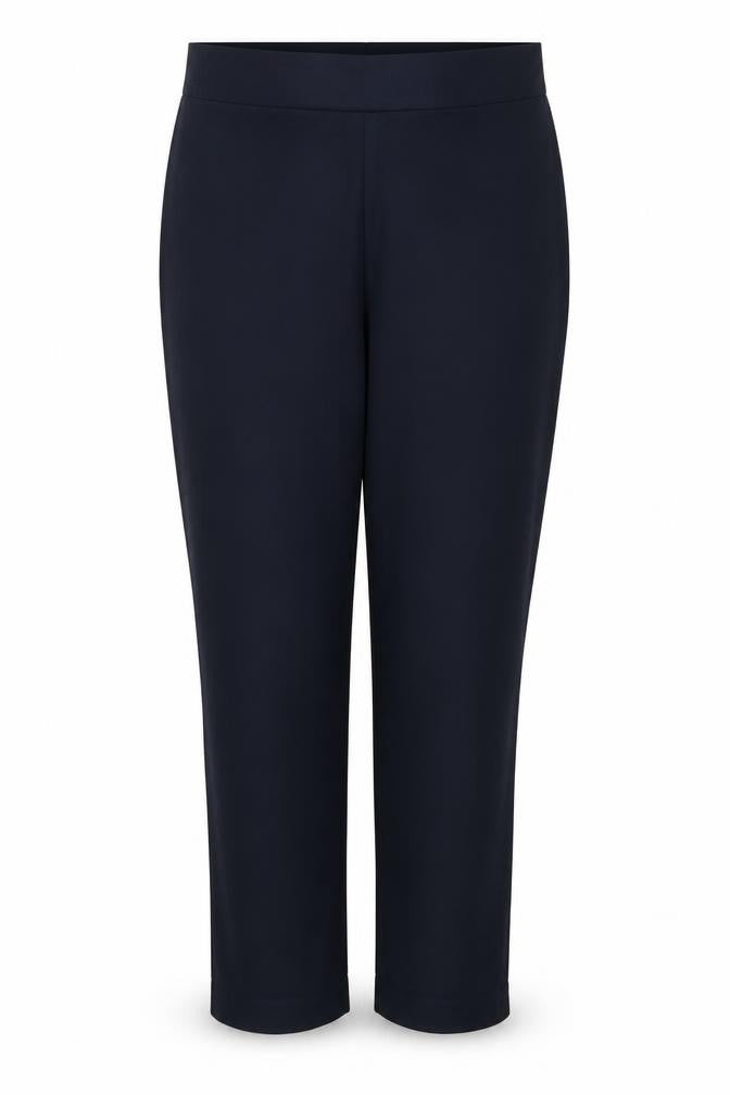 Marks & Spencer Women Navy Blue UK 14 Short Straight Stretch Trousers