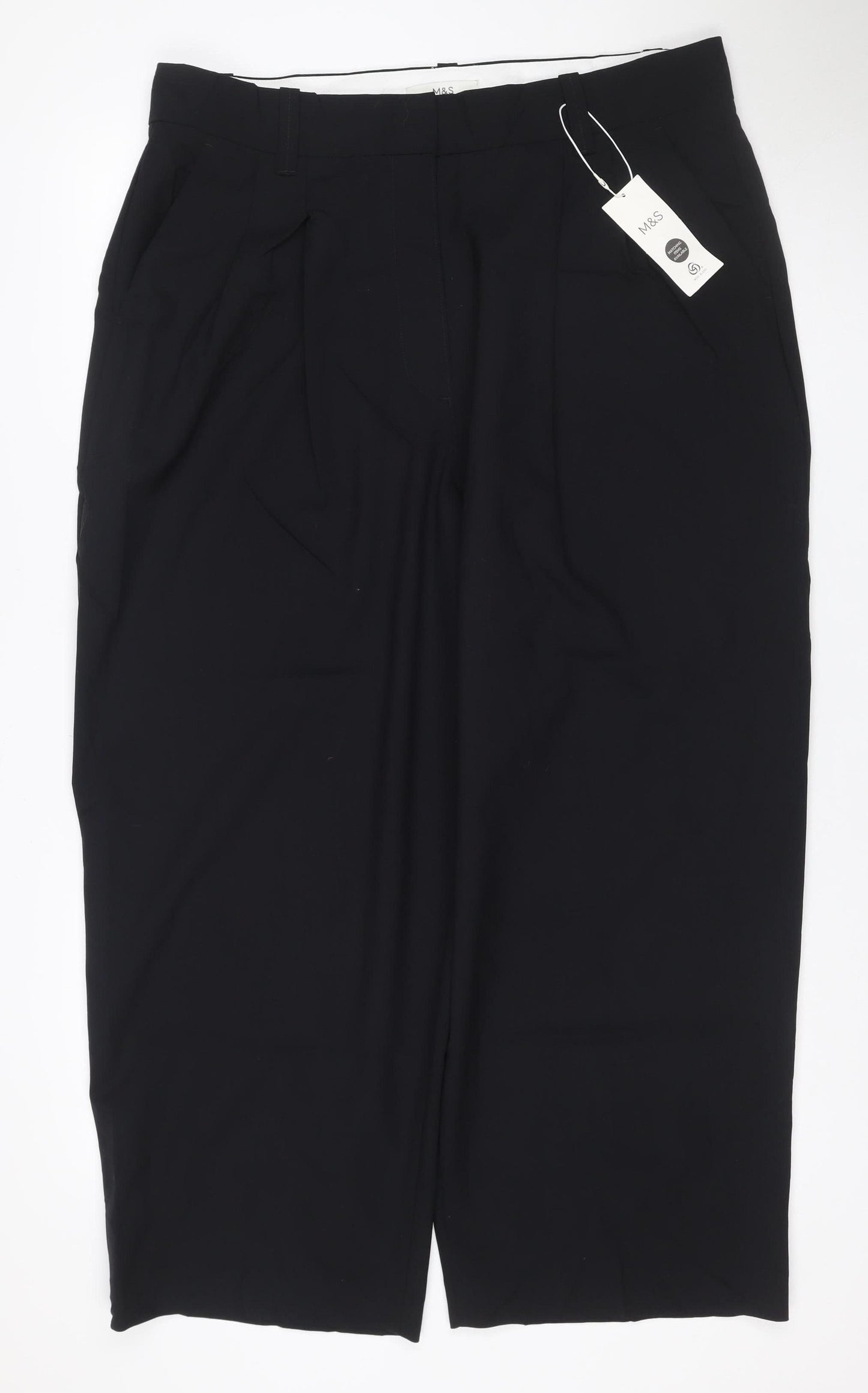 Marks & Spencer Women’s Black Size 18 Short Wool Blend Dress Trousers