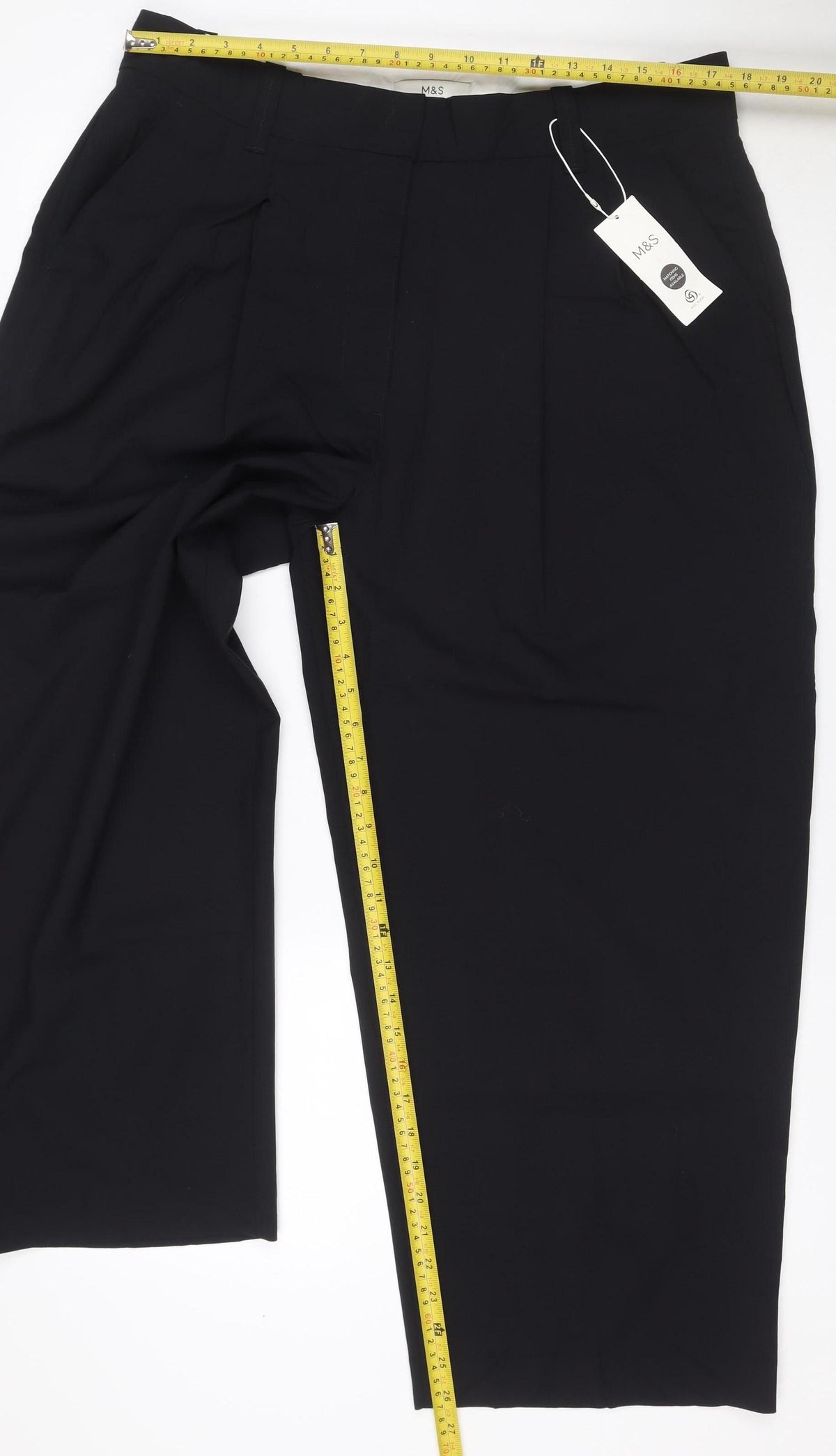 Marks & Spencer Women’s Black Size 18 Short Wool Blend Dress Trousers